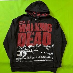 2013 AMC Walking Dead Zip Up Hoodie XXL Black Red Blood Splatter Bioworld 2013